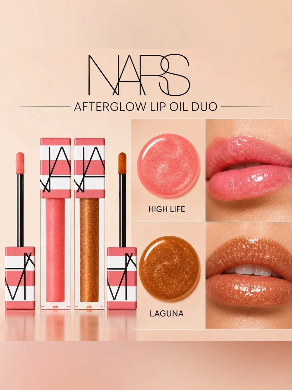 NEW • NARS Afterglow Lip Oil Duo • High Life & Laguna •.Full Size • New in Box